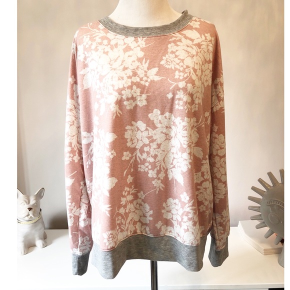 Splendid Tops - Splendid Heathered Pink Floral Sweatshirt